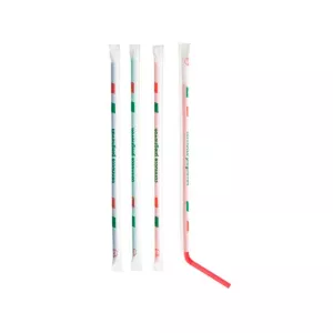 Pailles emballées flexible rayées 24cm-5mm